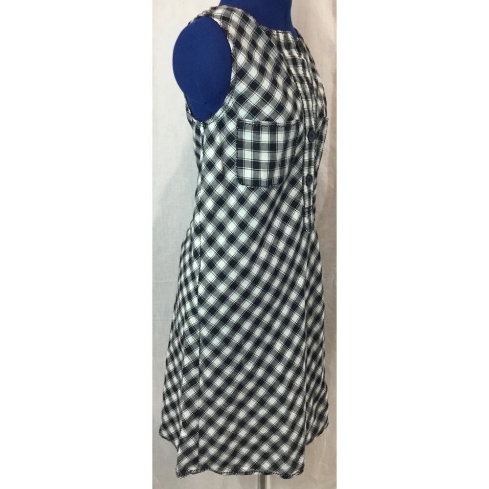 Max Studio Dress Womens S Black White Plaid Button Front Tank Shirt New Tags VTG - Picture 2 of 10